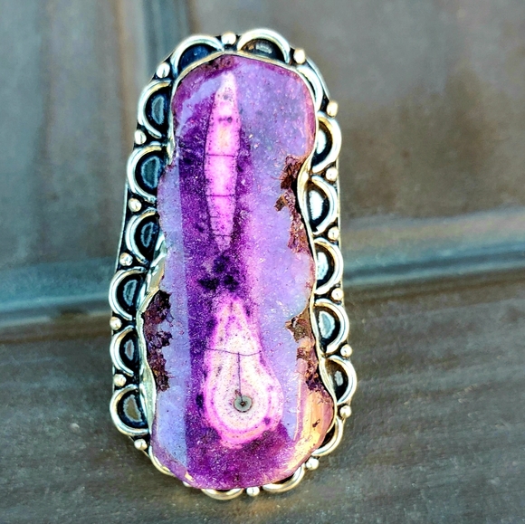New Unique Purple Solar Quartz 925 Silver Ring. - Picture 7 of 16